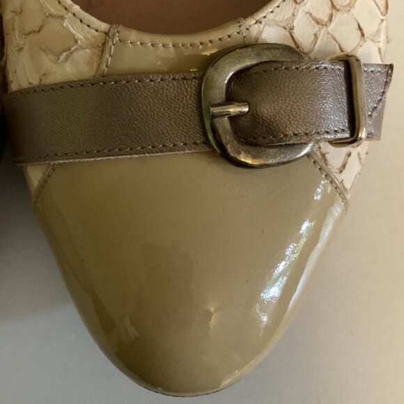 👠✨ Vintage Rolando Bellagio Beige & Taupe Leather Block Heel Pumps  ✨👠 - Picture 11 of 11